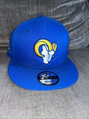 New Era Kids Bright Blue Snapback Hat with Yellow Ram Patch
